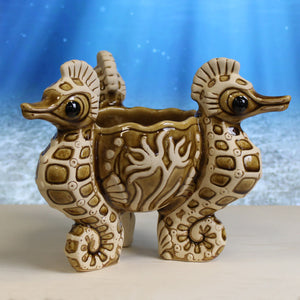 Seahorse Bowl - Brown Wiped - by Bai